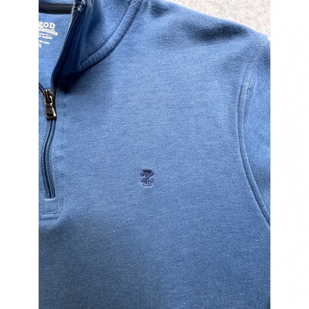 IZOD Saltwater Mens XL Blue Quarter Zip Fleece Pullover Sweatshirt